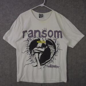 Ransom Hellseeker Shirt Mens Medium White Graphic Angel Streetwear Made in USA